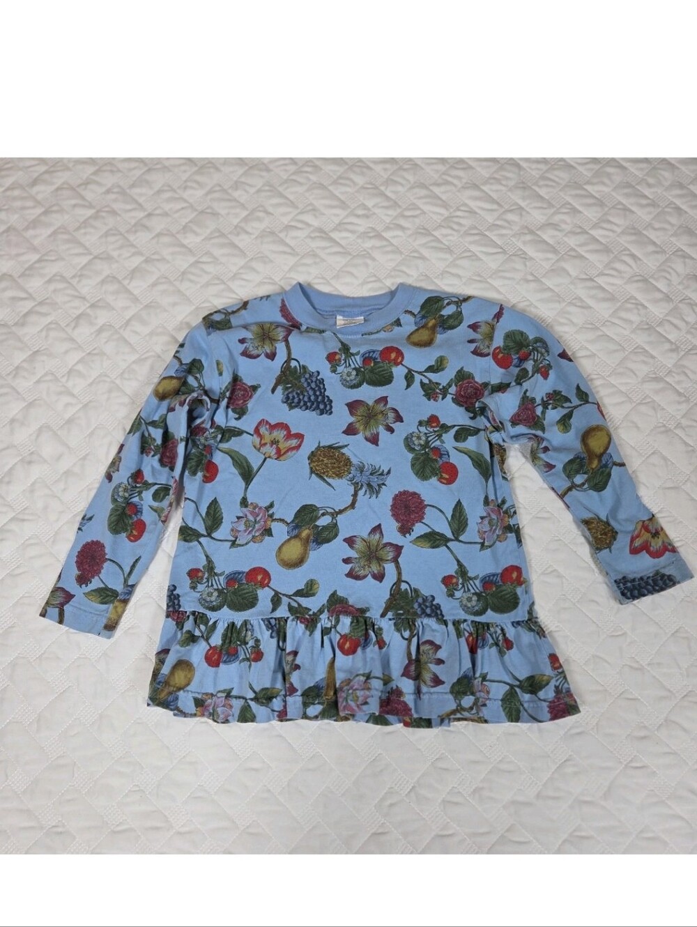 Vintage Rebel Kids Girls Size 6 Long Sleeve Floral Ruffle Top 100% Cotton USA